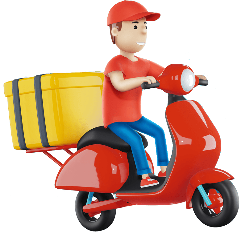 Friendly delivery person with package